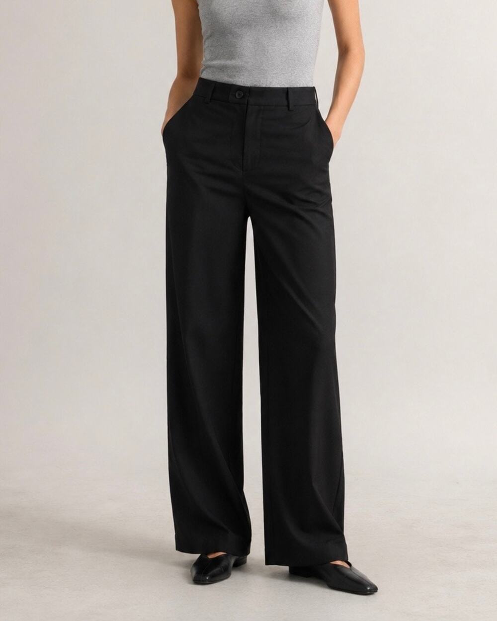 OAK + FORT Black Tailored Straight Leg Trouser Pants Minimalist Career Office 2